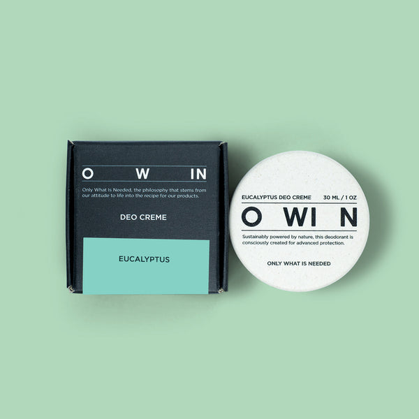 Eucalyptus Deo von OWIN mit Umverpackung – hochwertige Naturkosmetik mit nachhaltigem Anspruch.
