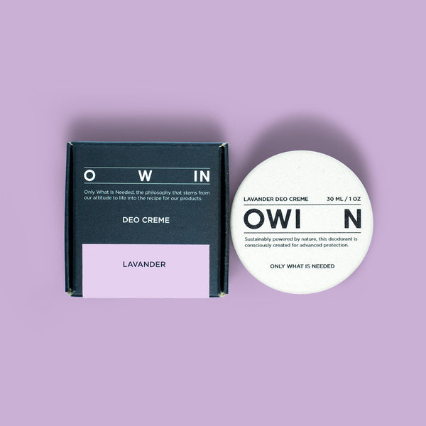 Lavender Deocreme von OWIN mit Umverpackung – hochwertiges Naturdeo, nachhaltig & duftend nach Lavendel.