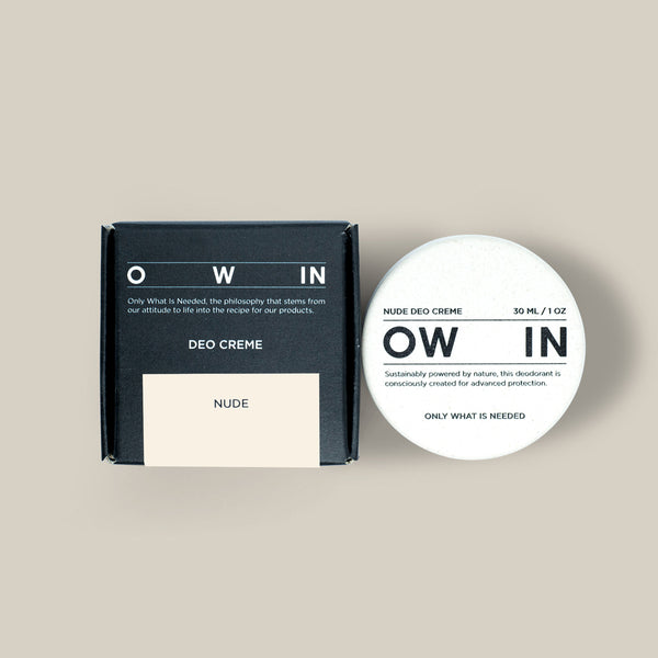 Nude Deo Creme von OWIN mit Umverpackung – hochwertige, duftfreie Naturkosmetik mit nachhaltigem Konzept.