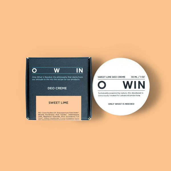 OWIN Sweet Lime Naturdeo mit Umverpackung – hochwertige, nachhaltige Kosmetik in stilvoller Präsentation.