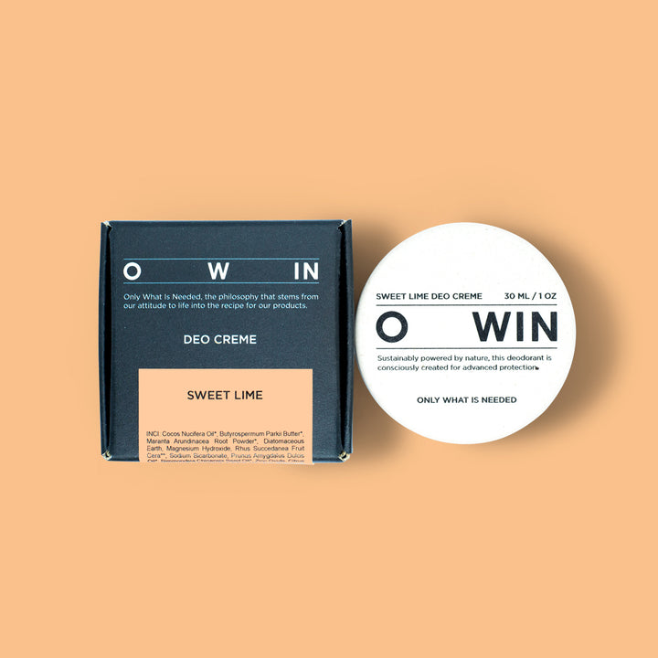 OWIN Sweet Lime Naturdeo mit Umverpackung – hochwertige, nachhaltige Kosmetik in stilvoller Präsentation.