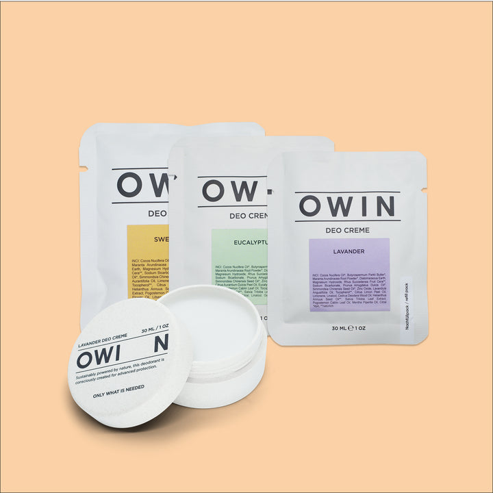 OWIN Refill X3 – dreifaches Nachfüllpaket mit natürlichen Duftvarianten, für umweltfreundliches und flexibles Nachfüllen.