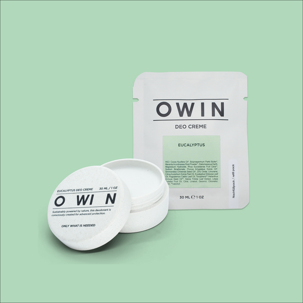 OWIN Starter Set Eucalyptus – kraftvolle Deo-Creme mit frischem Eukalyptus, aluminiumfrei und nachhaltig verpackt.